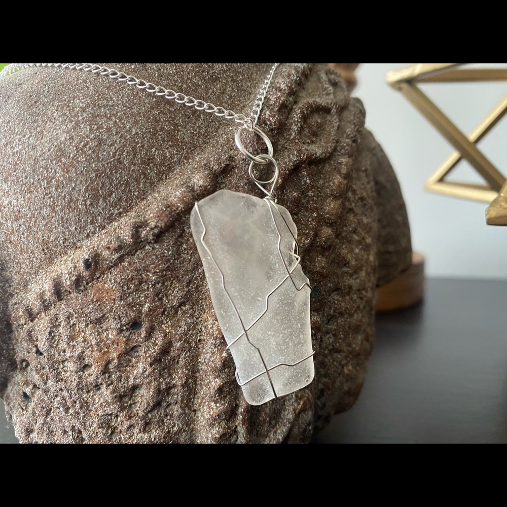 Medium Sea Glass necklace (white)